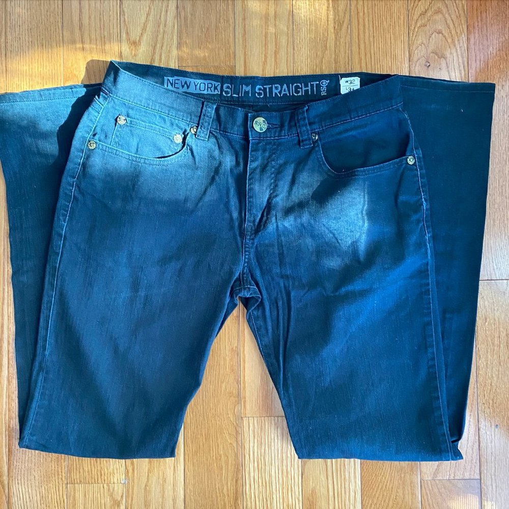 Men's Slim Straight Denim Jeans (Black)